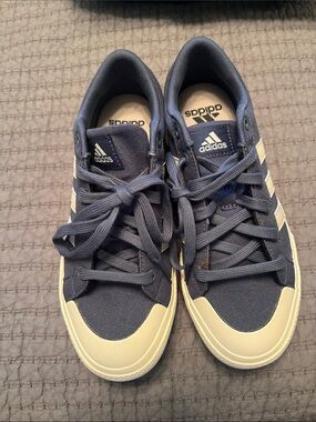 adidas Navy and White Canvas Low-Top Sneakers